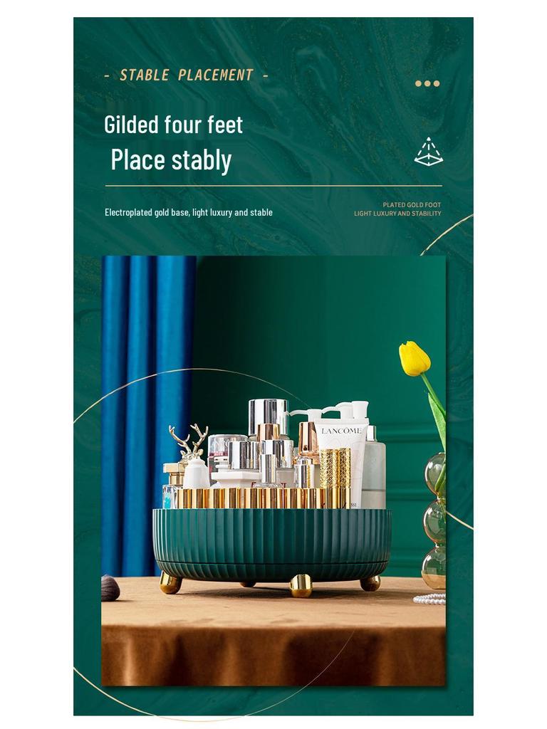 Organisateur de vanité rotatif: Support pour pinceaux de maquillage, Plateau de rangement pour rouges à lèvres et soins de la peau