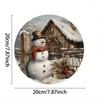 Vintage Snowman Metal Wall Art Round Iron Sign Winter Cabin Decor for Home Kitchen Cafe Bar Christmas Holiday