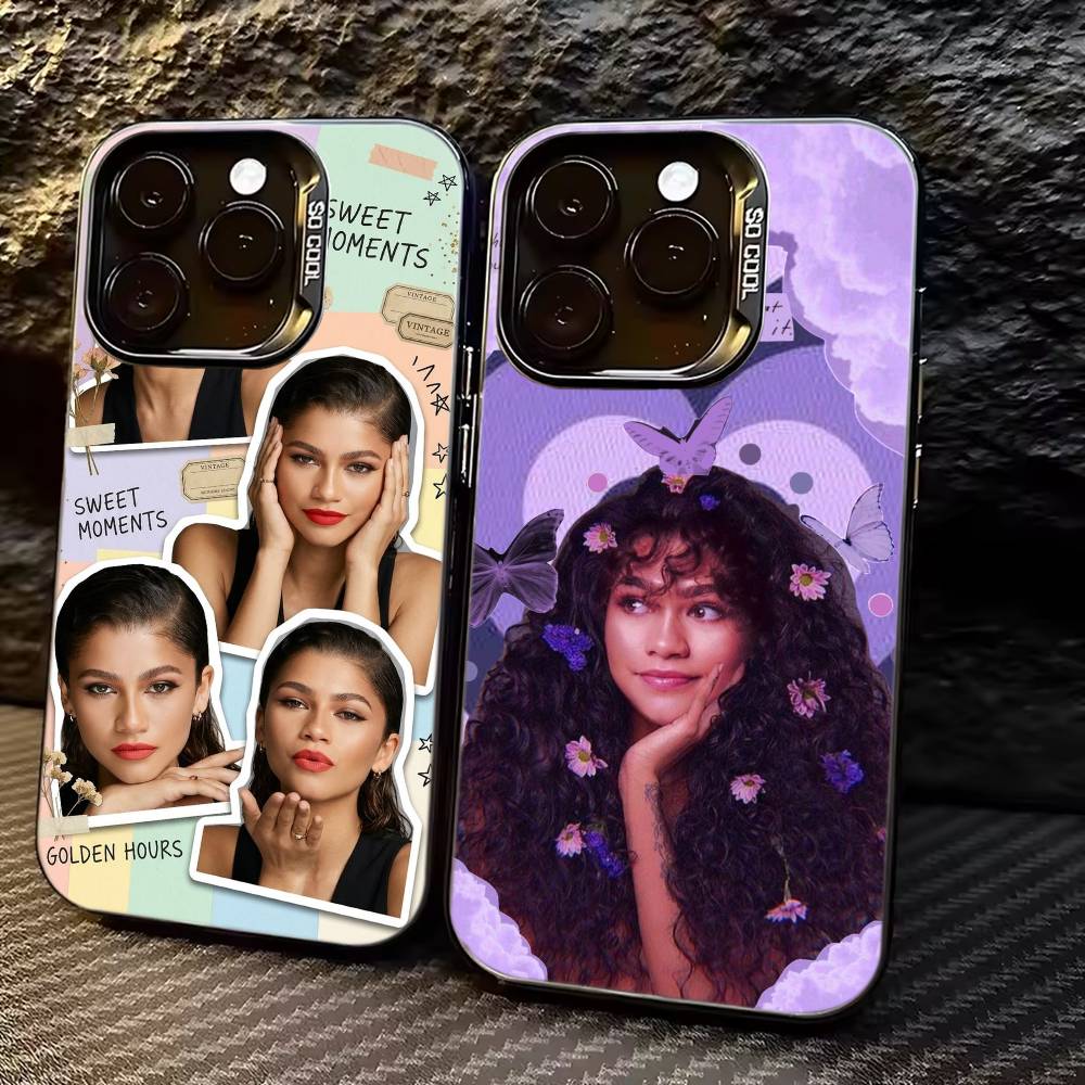 Z-Zendaya Hot Actress Phone Case For iPhone 17,16,15,14,13,12,11 Plus,Pro Max,XS,Colorful Silver Black Cover