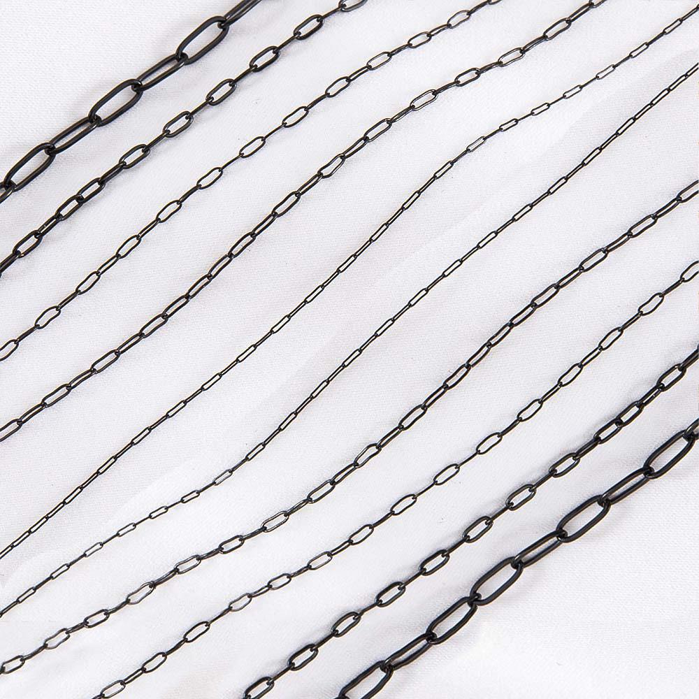 0.5M 1M 2M Gun Black Stainless Steel 2.5mm To 6mm Thin Frame Link Chain for Jewelry Making Findings DIY Necklace Bracelet Chain