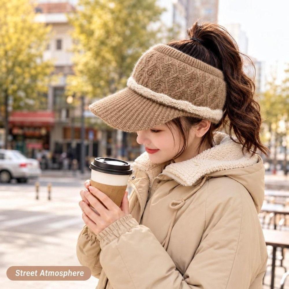 Warm Knitted Beanie Hat Empty Top Winter Warm Hat Fashion Baseball Cap Outdoor