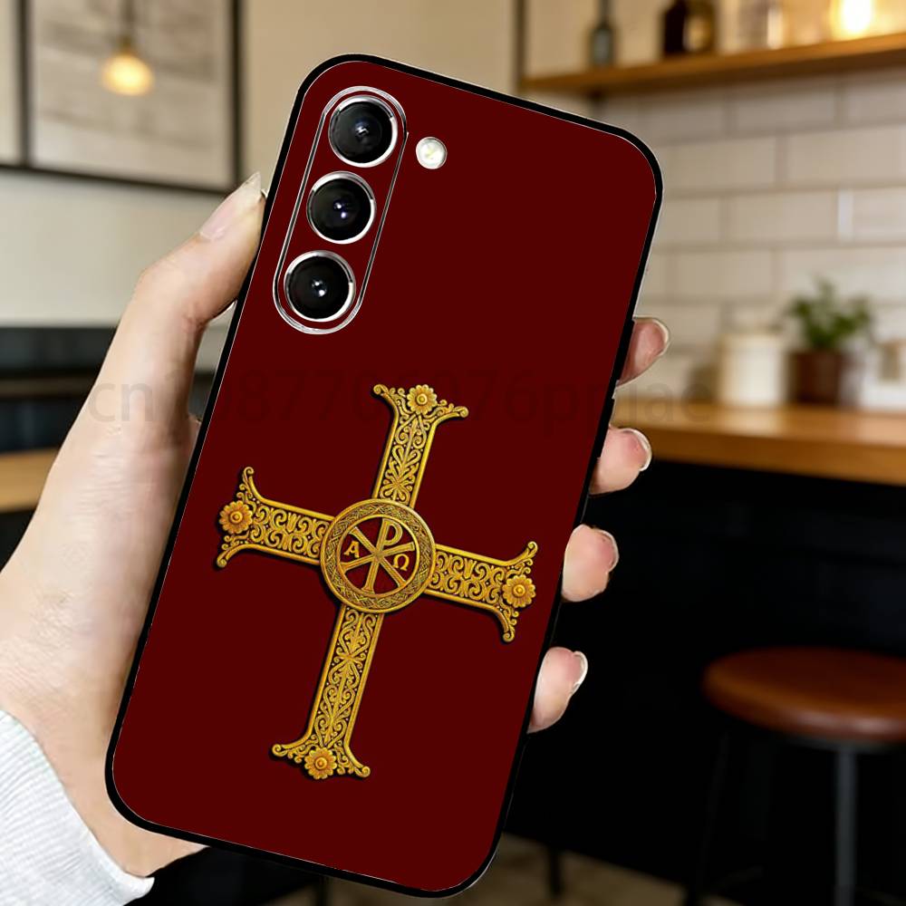 

Orthodox Cross Icon Phone Case For Samsung S20,21,22,23,24,25,26 Ultra,Plus,Lite,FE,Black Soft Case Samsung S20fe