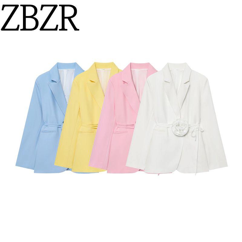 Za Autumn and Winter New Arrivals Women's Clothing Zr European and American Style Export Fashion Simple Versatile Tie Flower Blazer