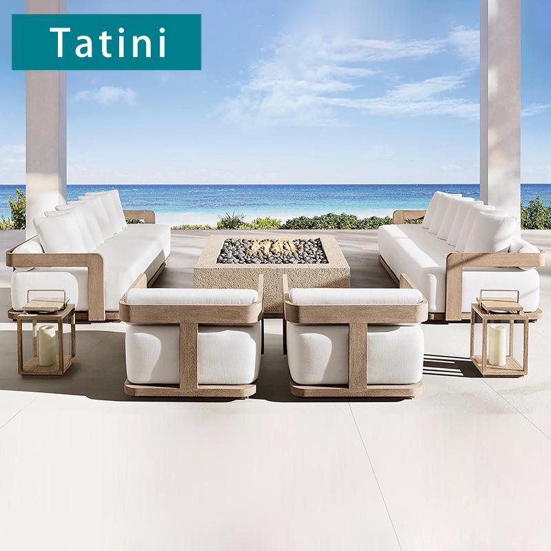 Rainproof Teak Outdoor Sofa – Solid Wood Garden, Courtyard, Balcony & Hotel Furniture