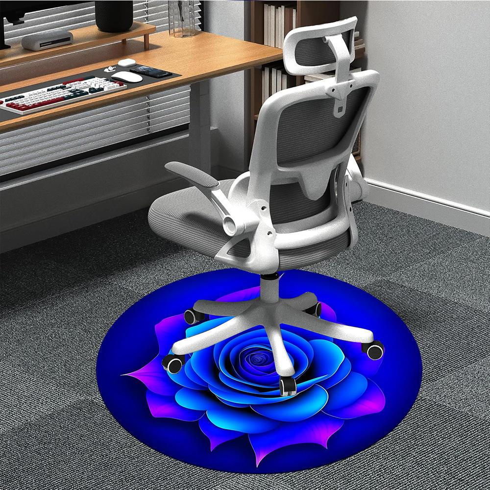 1pc Blue Rose Chair Carpet for Office, Non-slip, Soft and Durable Office Rug for  Decoration, Perfect for Office Yy260105044