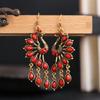 Ethnic Vintage Peacock Earrings for Women Creative Rhinestone Acrylic Antique Gold Color Animal Earring Party Vacation Jewelry