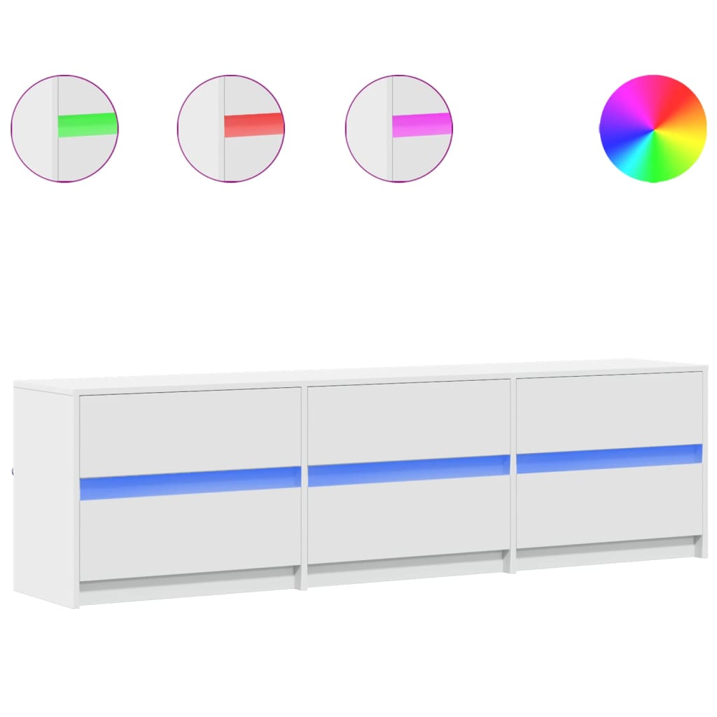 TV Cabinet with LED Lighting White 180 x 34 x 50 cm Engineered Wood