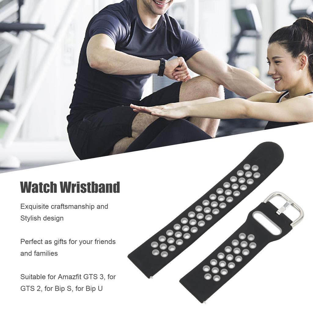 20mm Soft Silicone Watch Band Strap Wristband Replacement with Holes for GTS 3