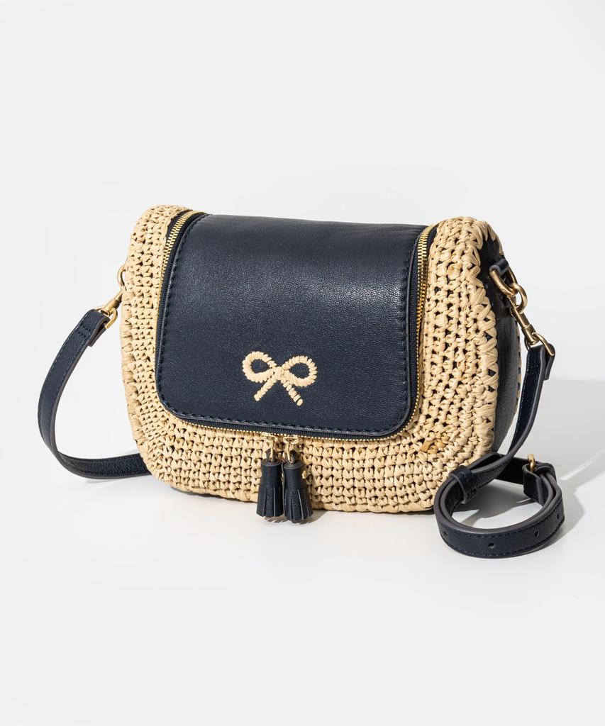 Umhängetasche Vere Small Soft Satchel aus Capra mit Raffia Marine [Anya Hindmarch] Damen [Artikel]