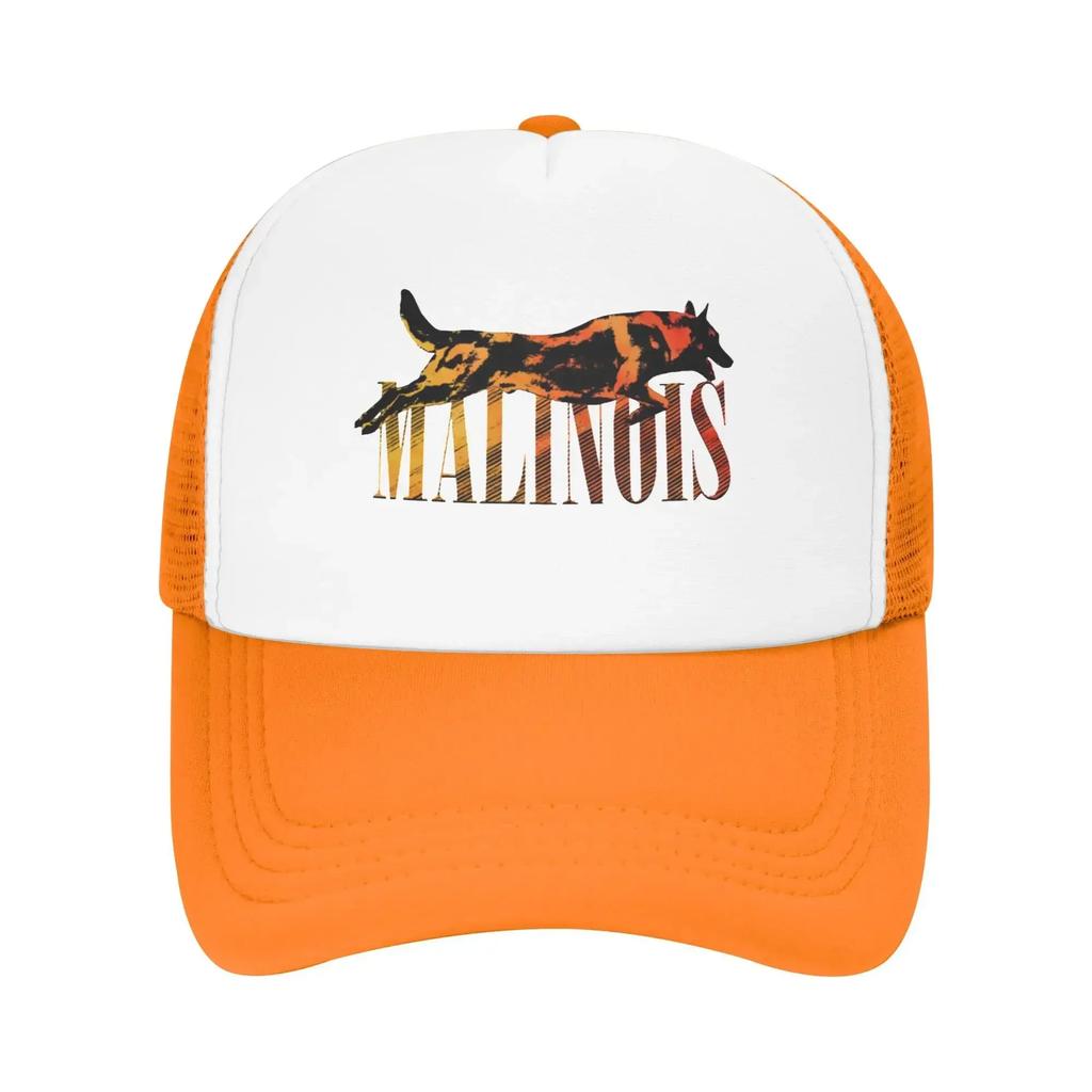 Mixed Black Golden Malinois Belgian Shepherd Dog Hiking Mesh Baseball Caps Women  Unisex Male Beach Sun Hat Trucker Cap