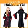 Costume da Strega Spaventosa di Halloween per Bambini Poliestere Nero Outfit da Festa per Ragazza Spaventosa