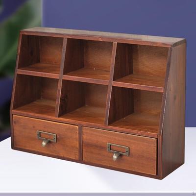 Desktop Arbeitsplatte Schrank Holz Display Regal Gewürz Lagerung Make-Up Tablett Box Kosmetik
