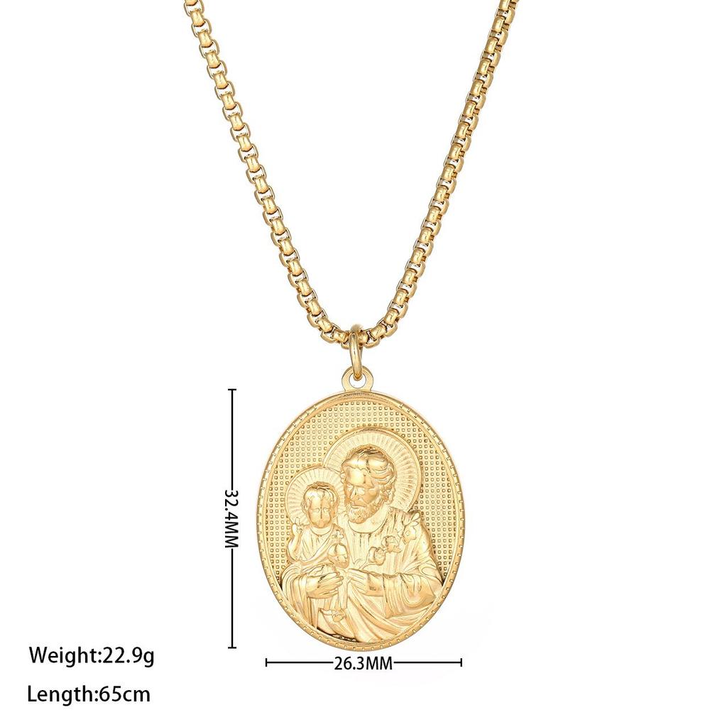 Retro Portrait Oval Brand Pendant High -level Sense, Simple, Luxurious Roman Titanium Steel Necklace