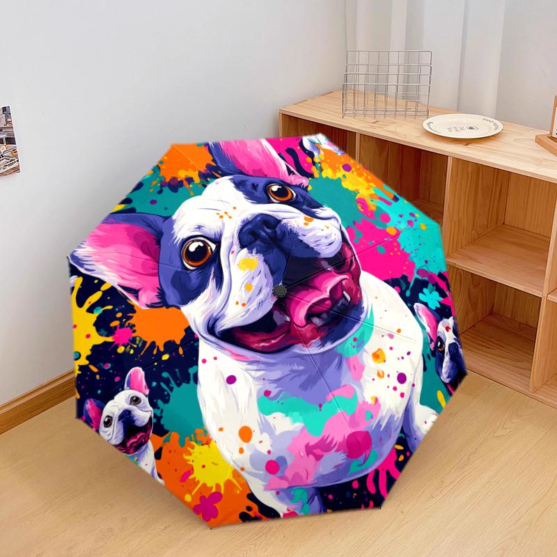 

1 PC Automatic Folding Umbrella - Cute dog Pattern, Portable & Foldable Design with 8 Ribs, Christmas Birthday Gifts
