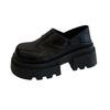 Black platform British style loafers autumn new retro platform heightening comfortable single shoes
