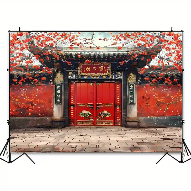 2D Traditional Chinese Courtyard Door Photo Background