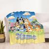 Bluey's Outdoor Fun Customize Your Name Blanket Multi-purpose Personalized Blanket Ultra-Soft Versatile for Bedding Livingroom Seaside Nap