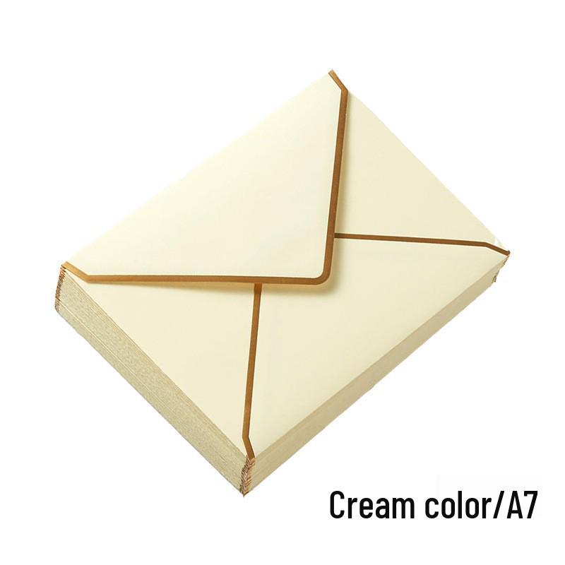European Style Gold Edge Invitation Envelope with Handwritten Greeting Card & Customizable Logo Option