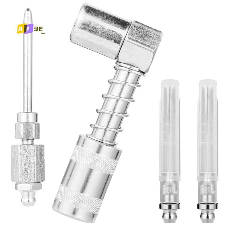 A03E-4Pcs 90 Degree Grease Needle Fitting Set,Including 1 Grease Needle Nozzle,1 Dispenser,2 Grease Injector Needle With Cap