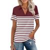 Women’s Casual V Neck Short Sleeve Plaid Print Turn Down Collar Blouse Relaxed Fit Lightweight Top for Daily Wear