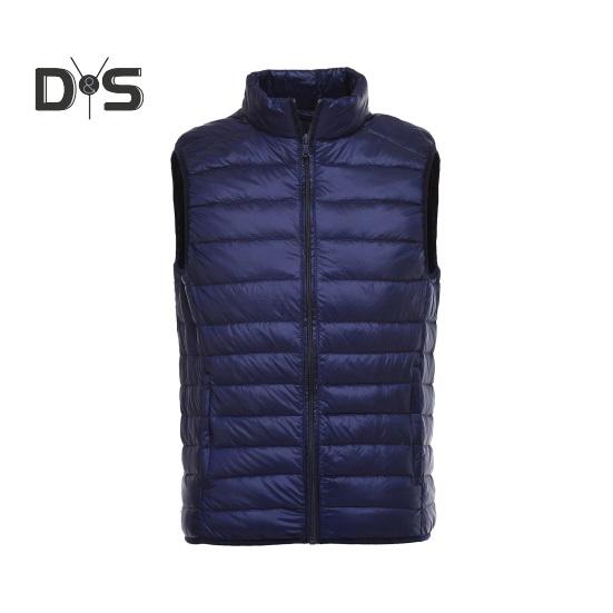 Unisex Down Waistcoat Stand Collar Sleeveless Solid Color Zipper Placket Cotton Vest with Pockets Thin Warm Vest Coat