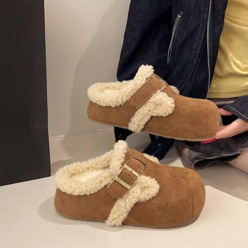 

Бархатные женские ботинки на толстой подошве, увеличивающие рост, полусабо, для улицы, зимние, новые, на одном педале, с хлопковой опушкой 40 верблюд