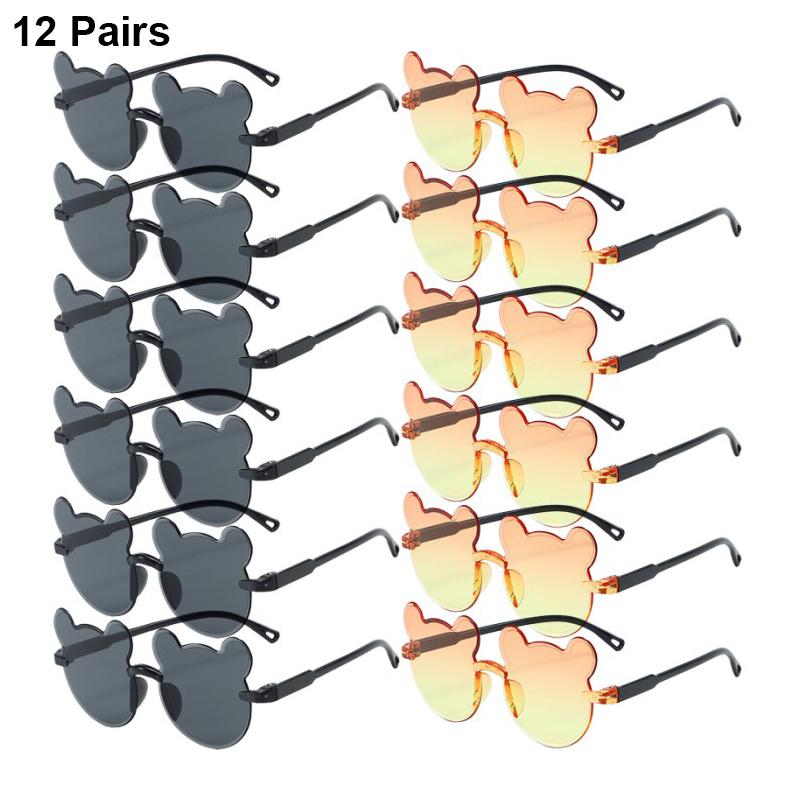 1/12 Pairs Cute Bear Shaped Sunglasses for Children  New Fashion Rimless Multi-color Decor Shades Stylish Design Sun Glasses