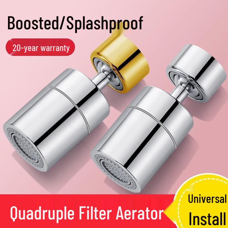 Universal Rotatable Kitchen Faucet Extender & Anti-Splash Aerator Filter