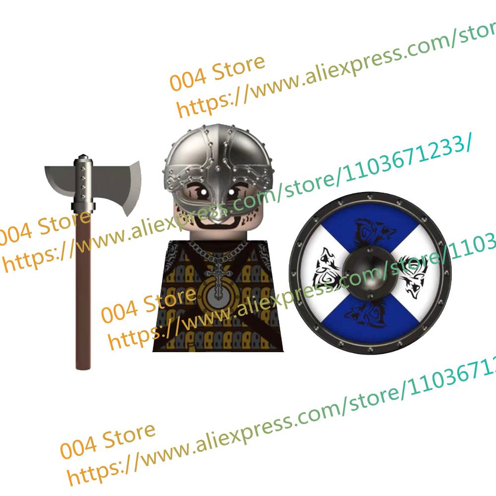 N501U-504U Medieval Castle Knight Building Blocks Figures Four Side UV Printing King Warhorse Weapons Accessories Toys Kid Gifts
