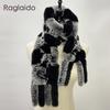 Natural Rabbit Fur Scarf Women Winter Warm Shawls Fashon Plaid Knitted Real Fur Scarves Bufanda Luxury Designer Scarf