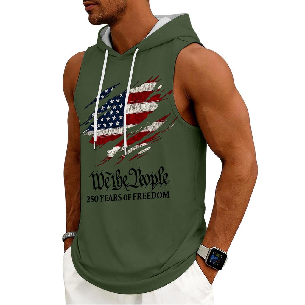 Men's Tank Top Gym Sleeveless Hoodie Shirt Washed Sports Muscle Shirts Fitness Vest With Hood