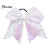 Shiny Hair Bows for Girls Sequins Bows, Elastic Tie, Large Cheerleading Stage Costume Accessories Band Ponytail Holder, Glitter Scrunchies Women Teens
