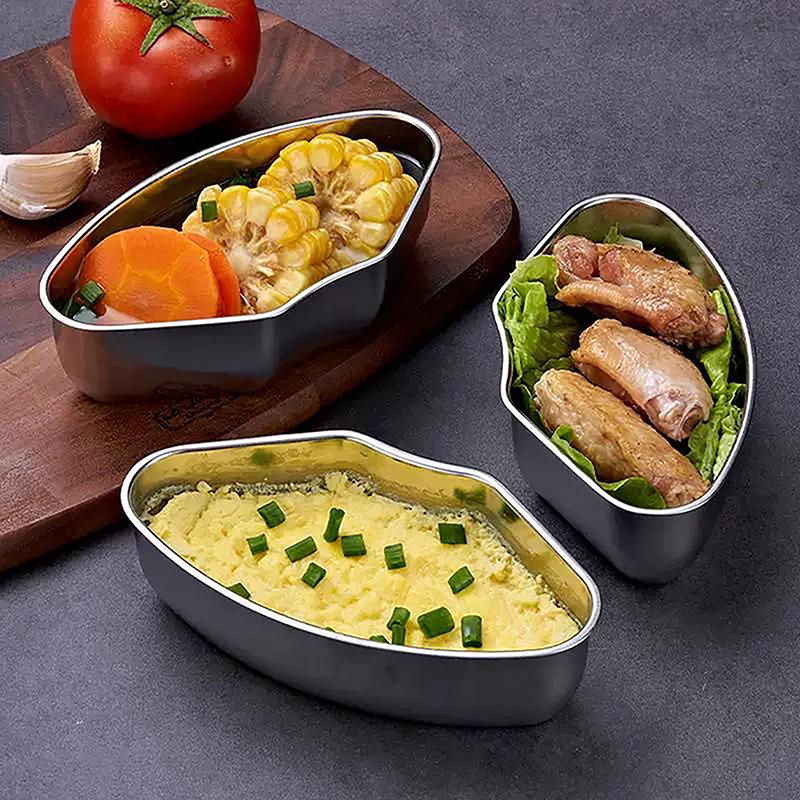 1Pc Stainless Steel Steaming Plate Fan Shaped Divided Steaming Plate Household Food Steaming Bowl Kitchen Accessories