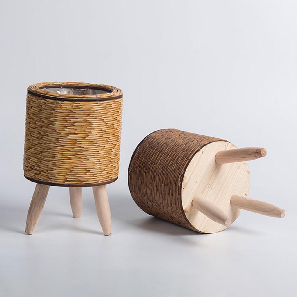 Willow Woven Plant Rack Flower Frame Pots Straw Pots Hand Arrangement Willow Plant Stands Indoor Holder Stool Pots Trays