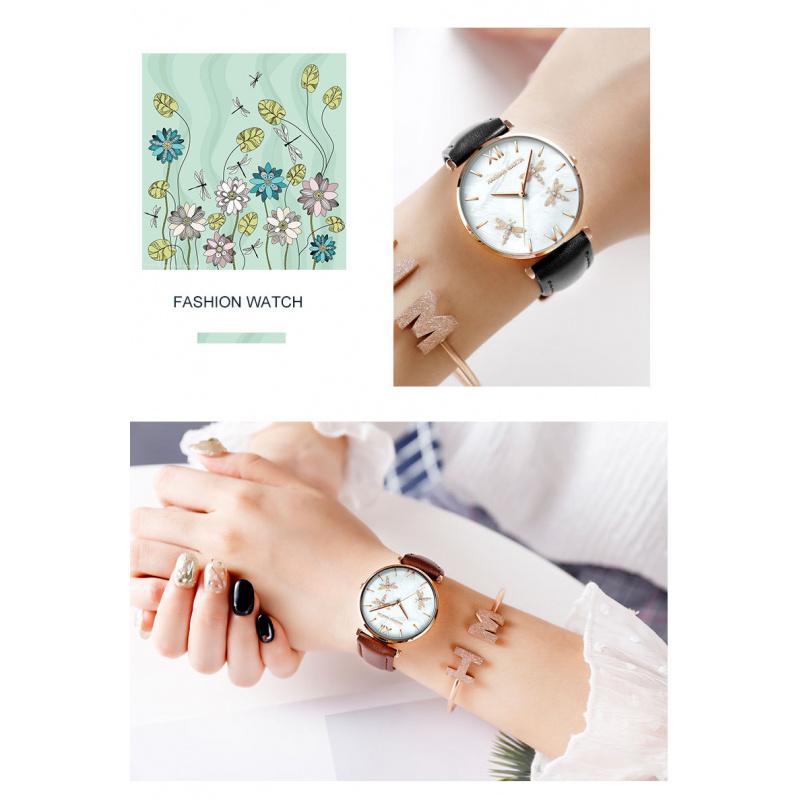 Hanna Martin Libellen-Design Damenuhr Wasserdicht Japanisches Uhrwerk 36mm Zifferblatt Modedesign Damenuhr