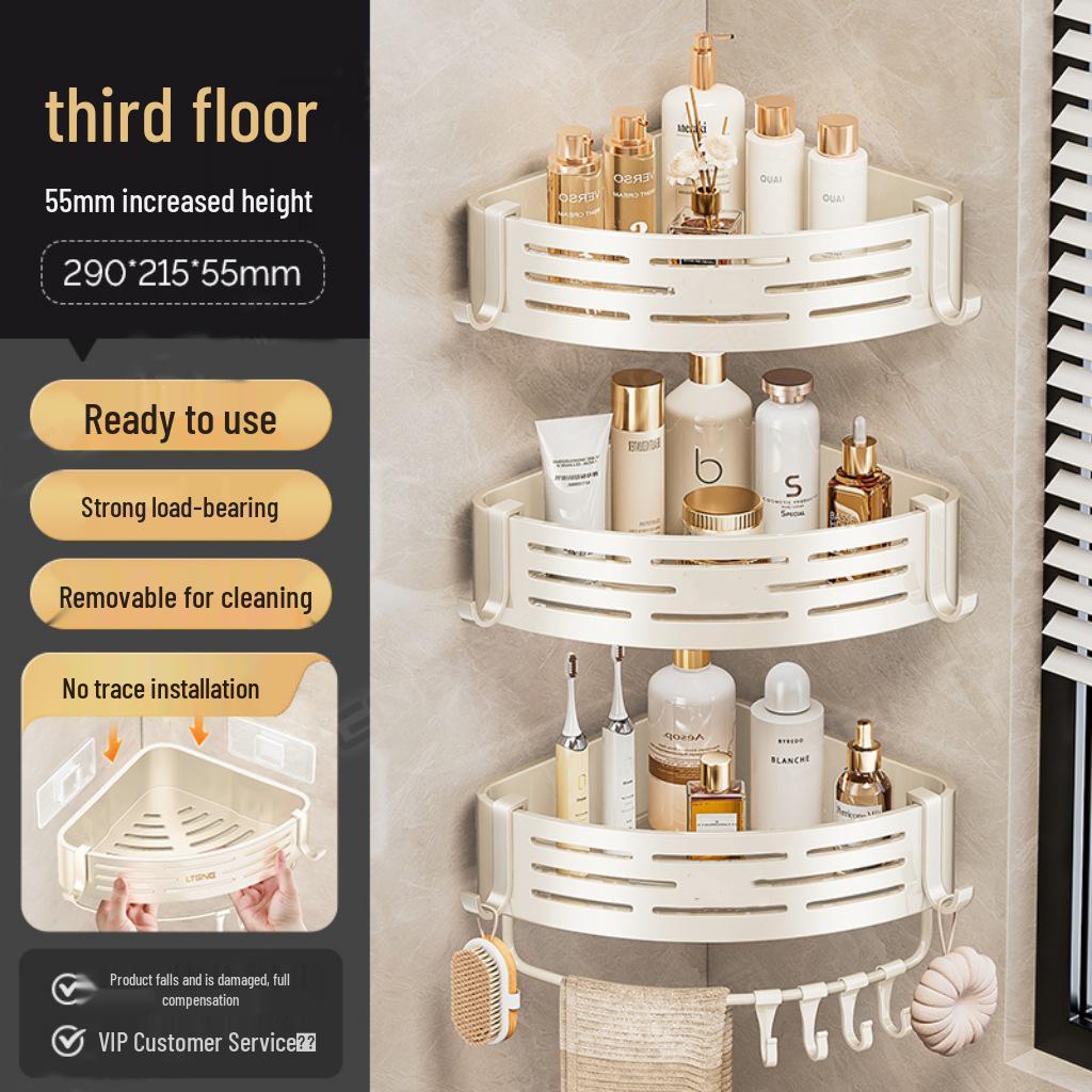 No-Drill Triangle Bathroom Wall-Mounted Shelf