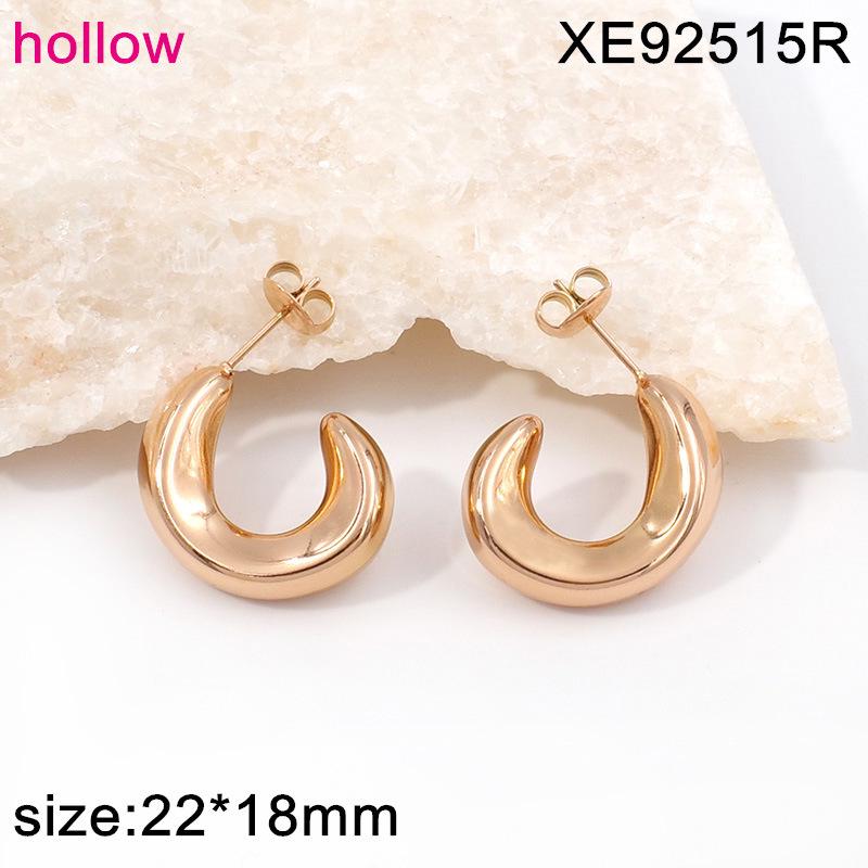 Elegant Geometric 18K Gold Plated Stainless Steel Earrings for Women - Luxury C-Shaped Stud Jewelry Bestseller