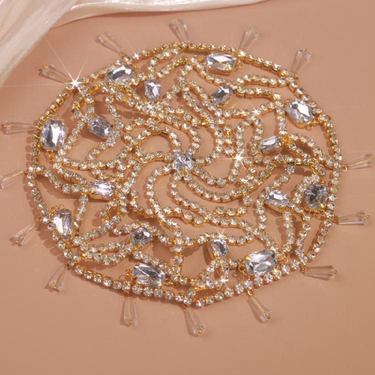 Fringed Rhinestones Hair Chain Shimmering Headwear For Comfortable Styles Great For Evening Event And Celebration