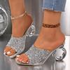 Fashion Slippers for Women Special-shaped Heels Design Women Slippers Luxury Crystal High Heeled Sandals Banquet Party Sandalias