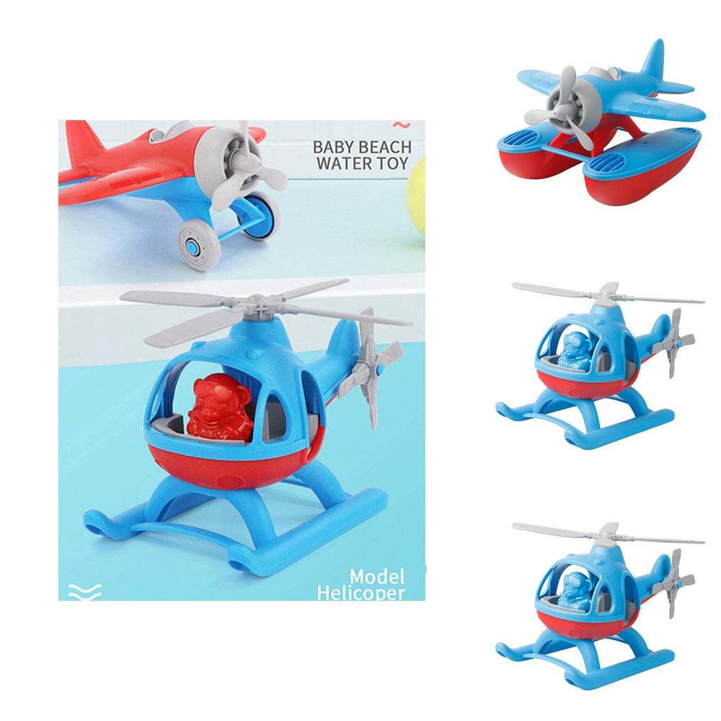 Durable Plastic Aircraft Model Toy Cartoon Beach Airplane Wwii Fighter Jet Helicopter Red/blue