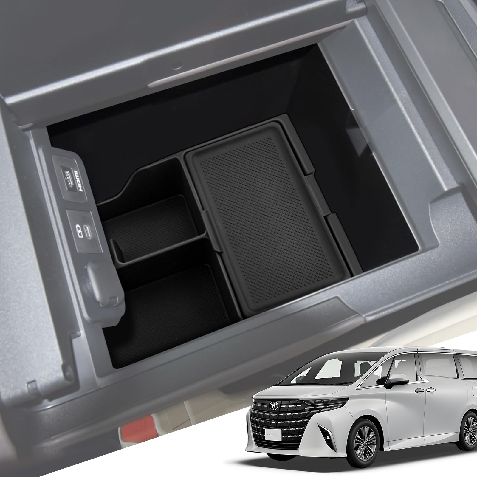

LANGBEAN 2025 Улучшенный Эксклюзивный Бокс-Консоль для Toyota Alphard Vellfire 40 Серии, Лоток-Консоль, Хранение Мелких Предметов, Футляр для Салфеток, Скрытый Бокс для Хранения, Интерьер