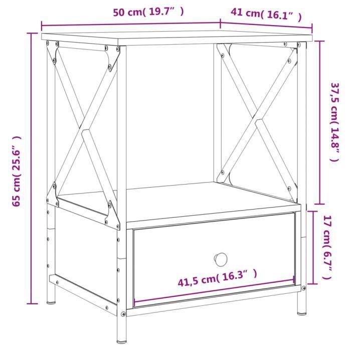 VidaXL Tables de chevet 2 pcs sonoma gris 50x41x65 cm bois ingénierie 826090