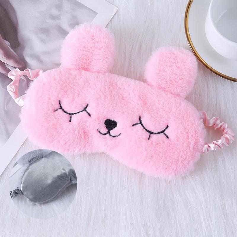 

1Pc Cute Cartoon Rabbit Ears Plush Imitation Silk Eye Mask Comfortable Sleep Eye Mask Ice Compress Plush Eye Mask