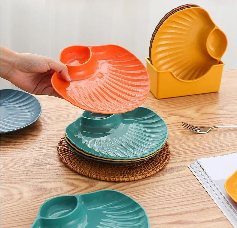 Shell Dish Plastic Dumpling Plate with Vinegar Discs Vinegar Dishes Sushi Breakfast Dried Fruit Snack Shell Bone Spitting Dish