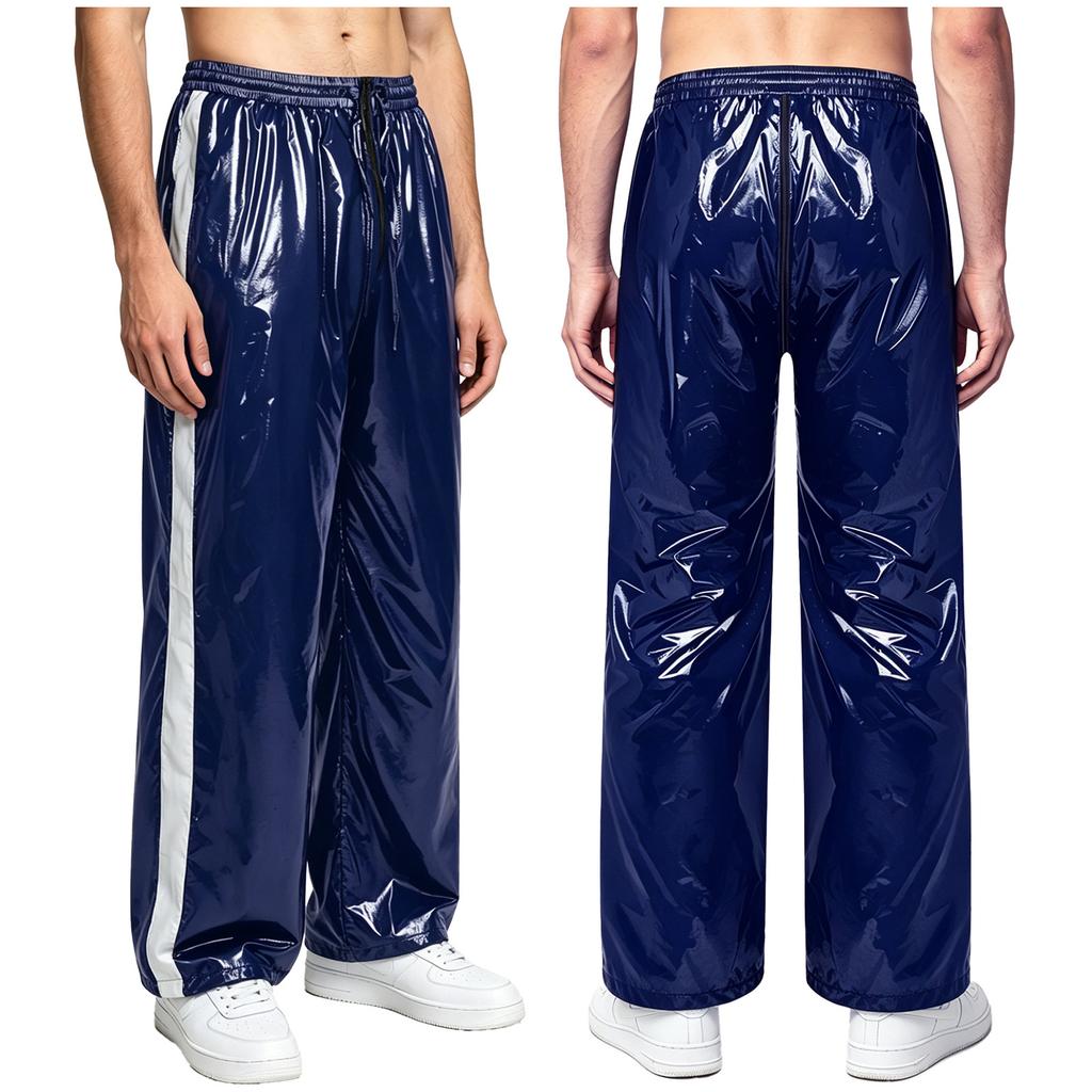 Men‘s Athletic Waterproof Pants S-3XL with Zipper Fly and Reflective Stripes Elastic Waist Straight Leg for Outdoor Sports