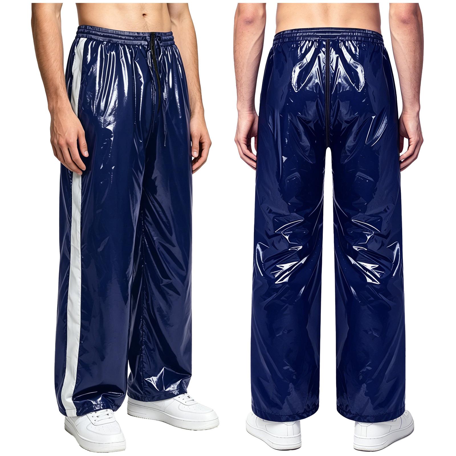 Wasserdichte Trainingshose für Herren mit Reißverschluss im Schritt, reflektierendem Streifen und elastischem Bund, gerade geschnittene Hose S gray