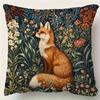 William Morris Style Fox And Floral Decorative Pillow Cover, Suitable For Sofa, Bed, Chair, Home Decor Cushion Cover