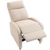 Manual Recliner Chair Up To 135 Degrees Linen Upholstery Pocket Spring Footrest High Backrest And Wooden Legs Beige