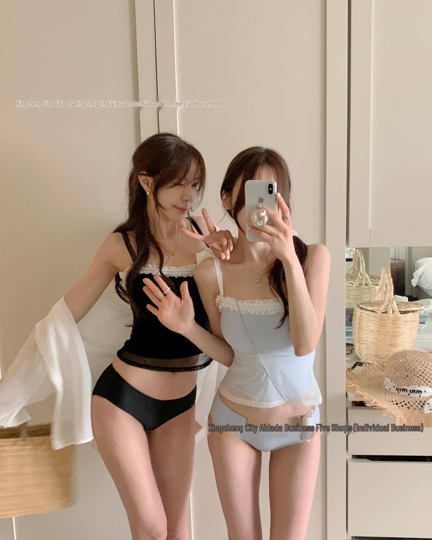 

Sweet & Pure Women s Strappy Mesh Lace Two-Piece Swimsuit - 2025 Spring Resort Collection Medium небо синє кольору
