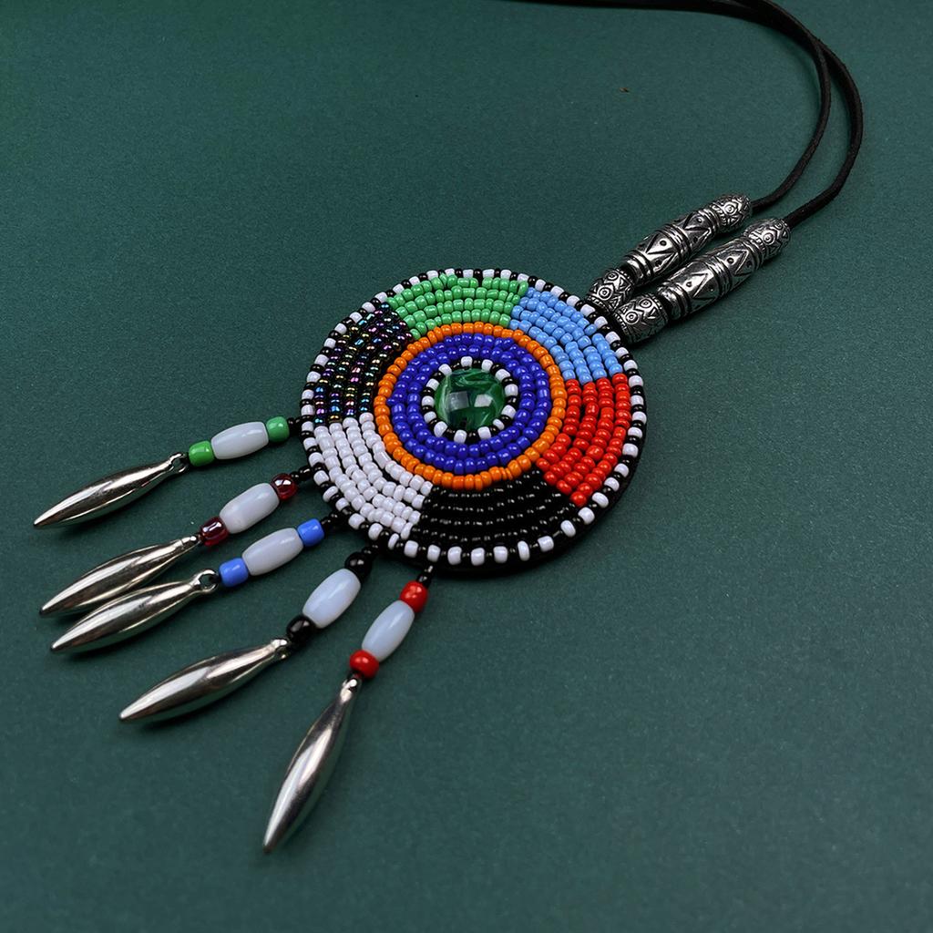 Ethnic Style Vintage Leather Necklace Long Fashion Bohemian Sweater Chain Fashion Clothing Accessories